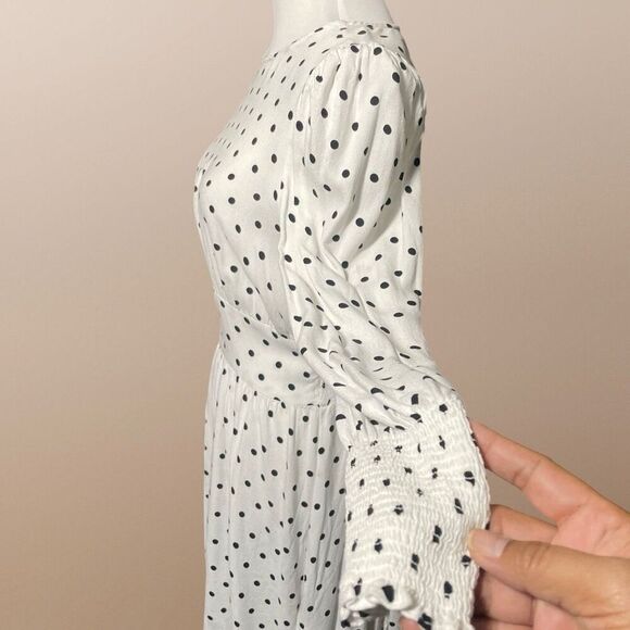 AFRM Lightweight Polka Dot Dress, Bishop Sleeves, Open Back Design, Size M - Picture 7 of 10